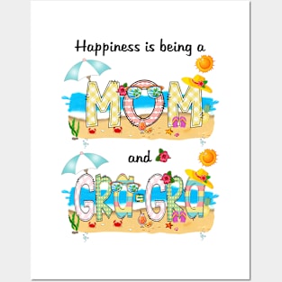 Happiness Is Being A Mom And Gra-Gra Summer Beach Happy Mother's Posters and Art